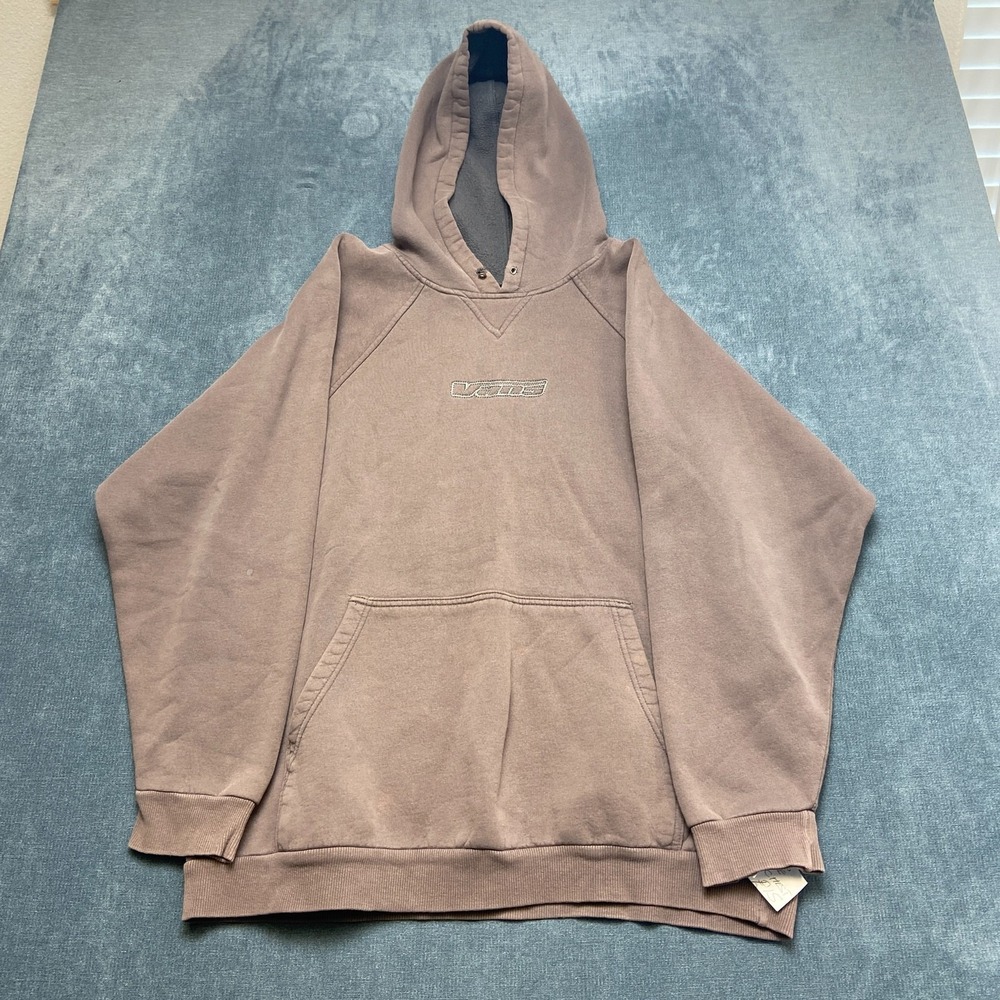 Vans Pullover Hoodie Mens XL Brown Fleece Lined Kangaroo Pockets Logo Streetwear